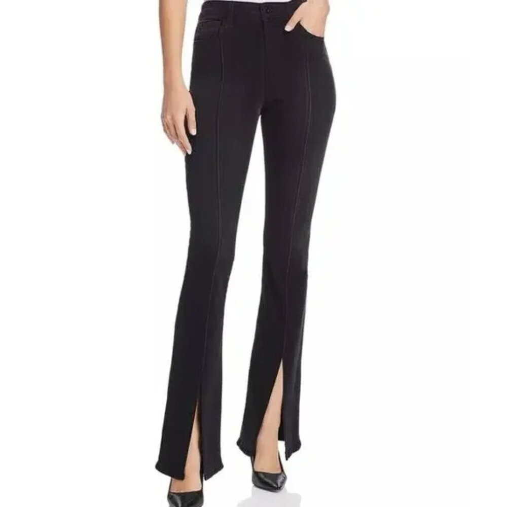 NEW! JOE'S JEANS HIGH RISE PONTE KNIT BLACK BOOTCUT PANTS SPLIT HEM STRETCH 30